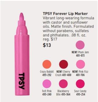 Tpsy -  Forever Lip Marker offers at $13 in Avon