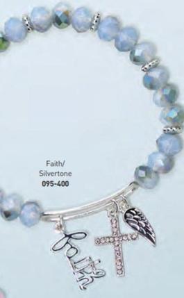 Meaningful Collection - Beaded Stretch Bracelet Faith / Silvertone offers at $12.99 in Avon