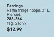 Earrings offers at $12.99 in Avon