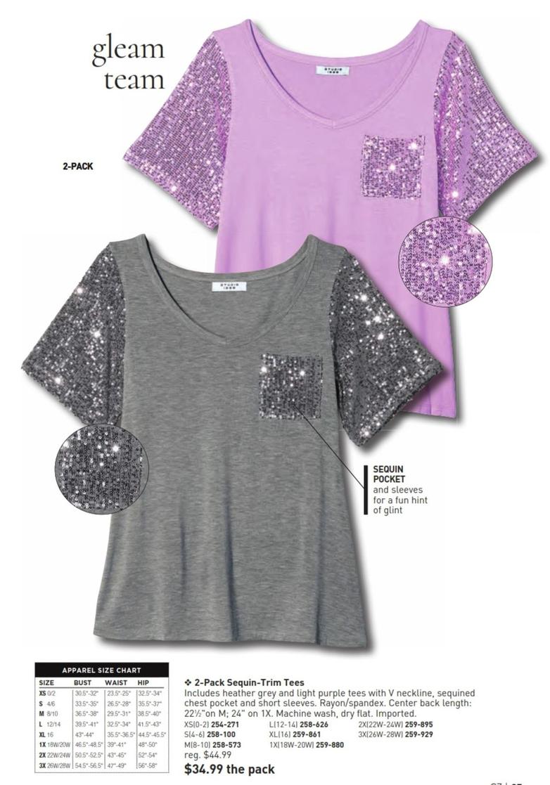 2-pack Sequin-trim Tees offers at $34.99 in Avon