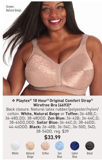 Playtex 18 Hour Original Comfort Strap Wirefree Bra offers at $33.99 in Avon