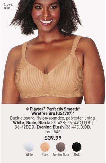 Playtex Perfectly Smooth Wirefree Bra offers at $39.99 in Avon