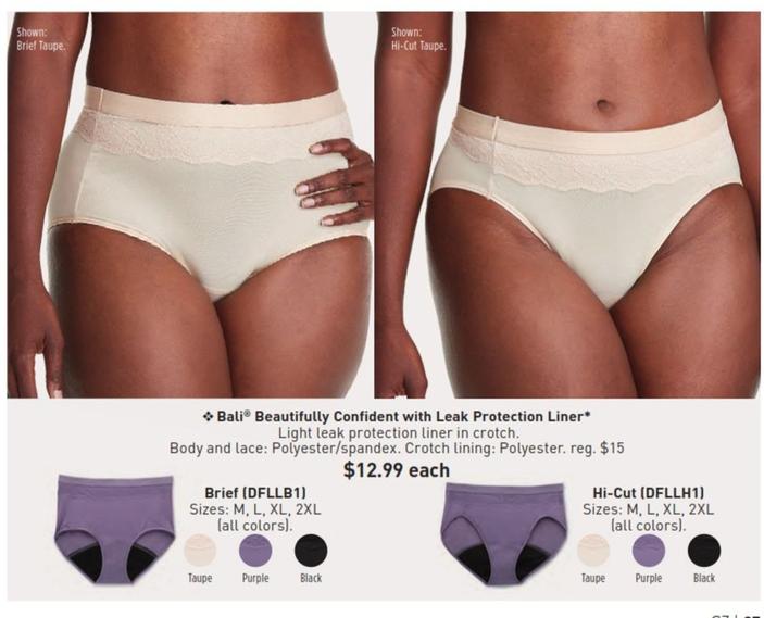 Bali Beautifully Confident With Leak Protection Liner offers at $12.99 in Avon