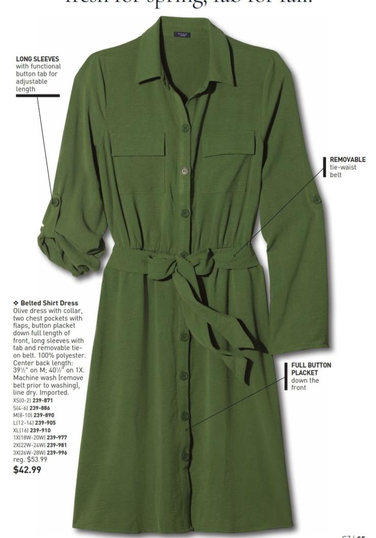Belted Shirt Dress offers at $42.99 in Avon