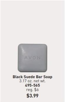 Black Suede Bar Soap offers at $3.99 in Avon