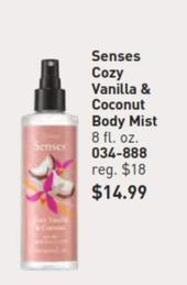 Senses - Cozy Vanilla & Coconut Body Mist offers at $14.99 in Avon