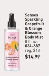 Senses - Sparkling Grapefruit & Orange Blossom Body Mist offers at $14.99 in Avon