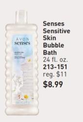 Avon - Senses Sensitive Skin Bubble Bath offers at $8.99 in Avon