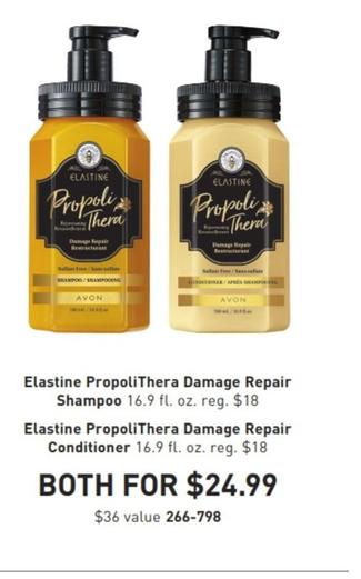 Elastine Propolithera - Damage Repair Shampoo & Damage Repair Conditioner offers at $24.99 in Avon