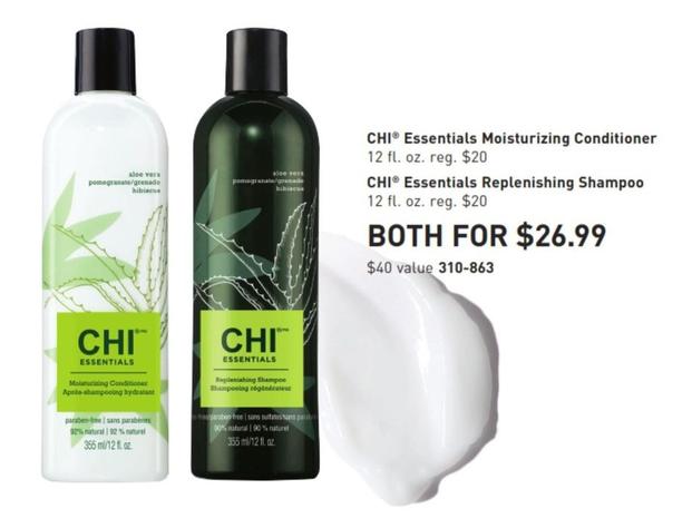 Chi Essentials - Moisturising Conditioner & Replenishing Shampoo offers at $26.99 in Avon