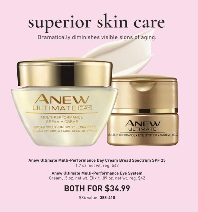 Anew Ultimate - Multi-performance Day Cream Broad Spectrum Spf 25 & Anew Ultimate Multi-performance Eye System offers at $34.99 in Avon