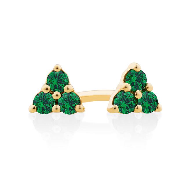 Trio Emerald Earrings in 10kt Yellow Gold offers at $169 in Michael Hill