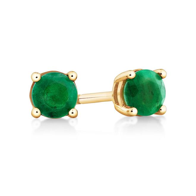 Stud Earrings with Emerald in 10kt Yellow Gold offers at $299 in Michael Hill