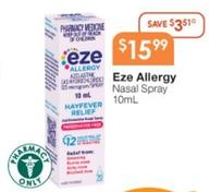 Eze - Allergy Nasal Spray 10ml offers at $15.99 in Soul Pattinson Chemist