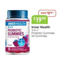 Inner Health - 3-in-1 Probiotic Gummies 50 Gummies offers at $19.99 in Soul Pattinson Chemist