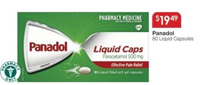 Panadol - 80 Liquid Capsules offers at $19.49 in Soul Pattinson Chemist