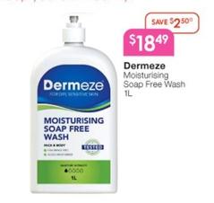 Dermeze - Moisturising Soap Free Wash 1l offers at $18.49 in Soul Pattinson Chemist