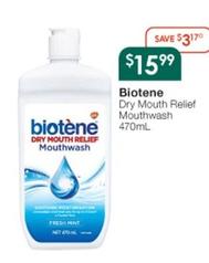 Biotene - Dry Mouth Relief Mouthwash 470ml offers at $15.99 in Soul Pattinson Chemist