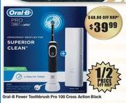 Oral B - Power Toothbrush Pro 100 Cross Action Black offers at $39.99 in Chemist Warehouse