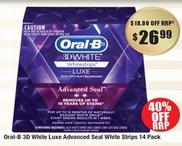 Oral B - 3d White Luxe Advanced Seal White Strips 14 Pack offers at $26.99 in Chemist Warehouse