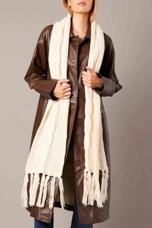 White Knit Scarf with Tassel offers at $13.99 in Ally Fashion