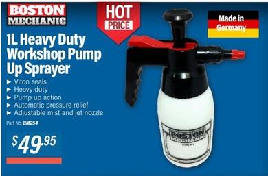 Boston Mechanic - 1l Heavy Duty Workshop Pump Up Sprayer offers at $49.95 in Burson Auto Parts
