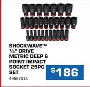 Shockwave - 1/2" Drive Metric Deep 6 Point Impact Socket 29pc Set offers at $186 in Burson Auto Parts