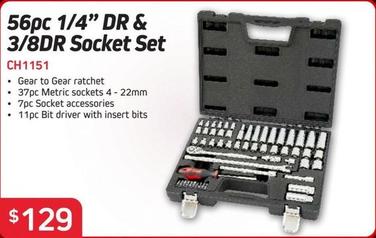 56pc 1/4" Dr & 3/8dr Socket Set offers at $129 in Burson Auto Parts