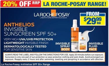 La Roche Posay - Anthelios Spf 50+ Range offers at $29.99 in My Chemist
