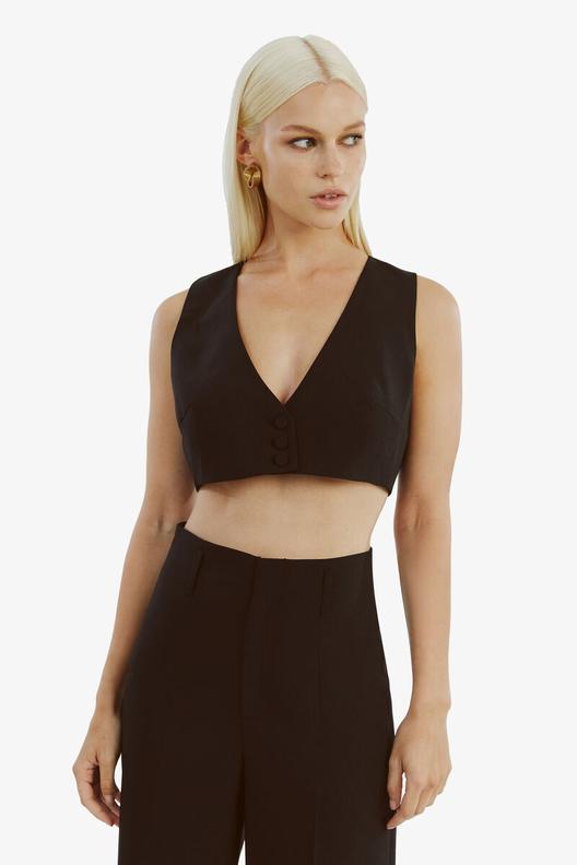 Marla Cropped Vest In Black offers at $109 in Bardot