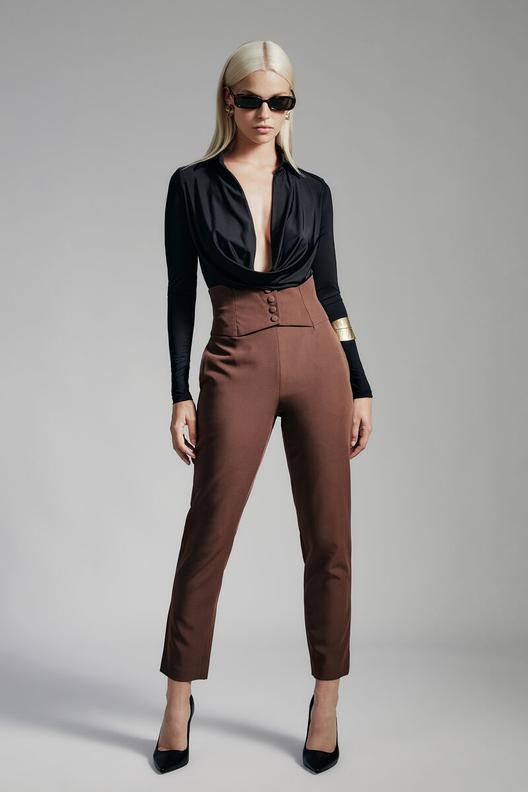 Corset Pant In Chocolate offers at $119 in Bardot