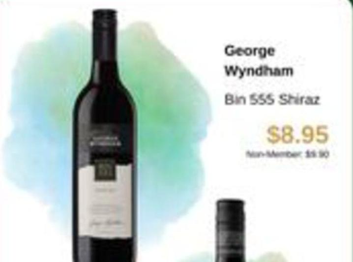 George Wyndham - Bin 555 Shiraz offers at $8.95 in Dan Murphy's
