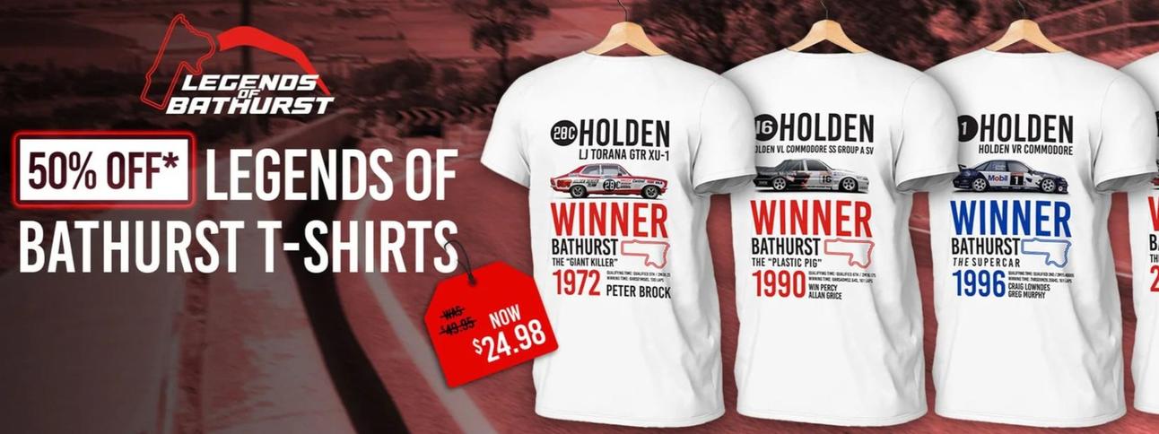 Legends Of Bathurst T-shirts offers at $24.98 in Holden