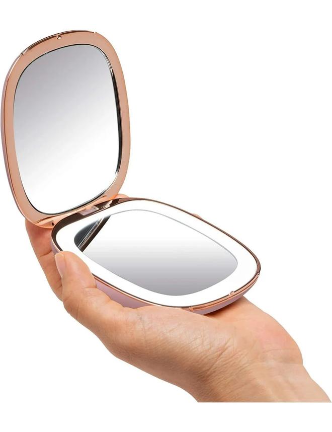Compact Makeup Mirror LED Lights, 1x/10x Magnifying Rechargeable Portable Lighted Hand Mirror Travel Purses Pink offers at $58.85 in Autograph