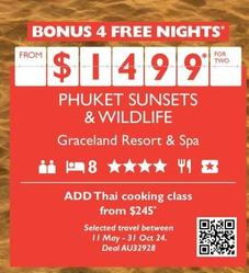 Phuket Sunsets & Wildlife - Graceland Resort & Spa offers at $1499 in Flight Centre