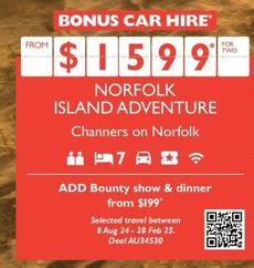Norfolk Island Adventure offers at $1599 in Flight Centre