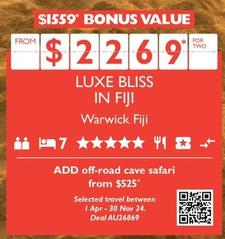 Luxe Bliss In Fiji - Warwick Fiji offers at $2269 in Flight Centre