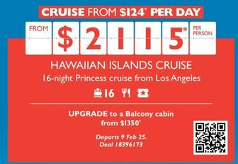 Hawaiian Islands Cruise offers at $2115 in Flight Centre
