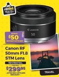 Canon - Rf 50mm F1.8 Stm Lens offers at $349.95 in Ted's Cameras
