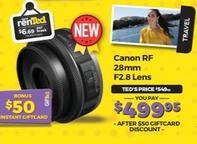 Canon - Rf 28mm F2.8 Lens offers at $549.95 in Ted's Cameras