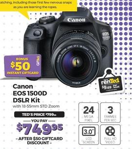 Canon - Eos 1500d Dslr Kit offers at $799.95 in Ted's Cameras
