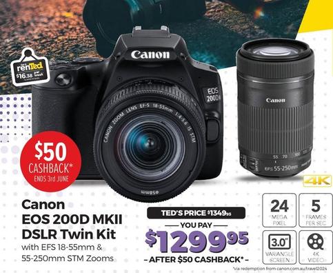 Canon - Eos 200d Mkii Dslr Twin Kit offers at $1349.95 in Ted's Cameras