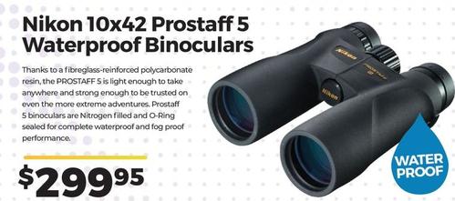 Nikon - 10x42 Prostaff 5 Waterproof Binoculars  offers at $299.95 in Ted's Cameras