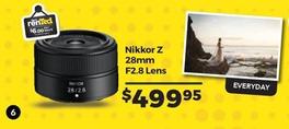 Nikkor - Z 28mm F2.8 Lens offers at $499.95 in Ted's Cameras