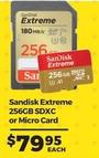 Sandisk - Extreme 256gb Sdxc Or Micro Card offers at $79.95 in Ted's Cameras