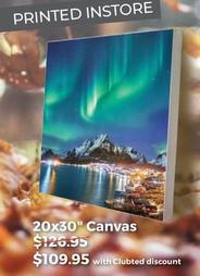 20x30" Canvas offers at $109.95 in Ted's Cameras