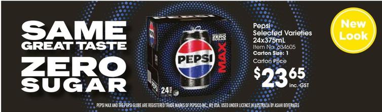 Pepsi - Selected Varieties 24x375ml offers at $23.65 in Campbells