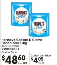 Hershey's - Cookies N Creme Choco Balls 120g offers at $4.05 in Campbells