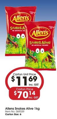Allen's - Snakes Alive 1kg offers at $11.69 in Campbells