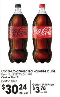 Coca Cola - Selected Varieties 2 Litre offers at $3.78 in Campbells
